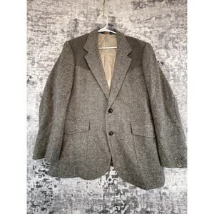 Pendleton Wool Herringbone Sport Coat 40 w/ Suede Shoulder Elbow pads